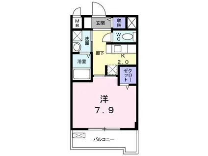 フレグランス(1K/2階)の間取り写真