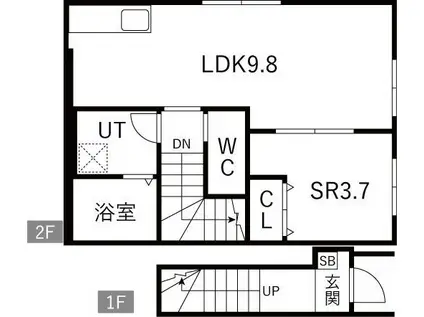 PROGRESS III(1SK/2階)の間取り写真