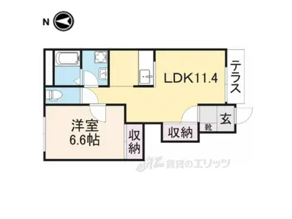 エクセレンスⅡ(1LDK/1階)の間取り写真