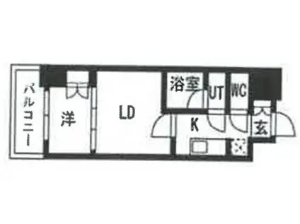 ウエリスアーバン守口(1DK/4階)の間取り写真