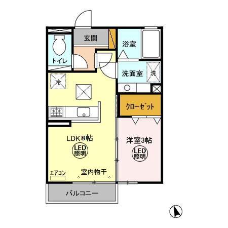 ヴィクトワール(1LDK/1階)の間取り写真