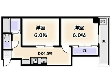 パラッツオF(2DK/2階)の間取り写真