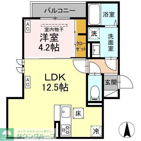 セレスティア扇VI(1LDK/1階)の間取り写真