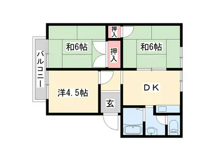 ハイツ二番館(3DK/2階)の間取り写真