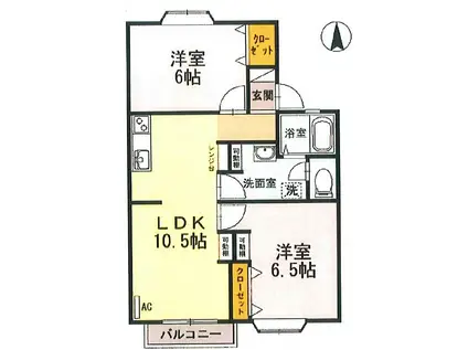 メンバーズタウン パティオス(2LDK/2階)の間取り写真