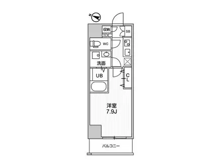 江戸川橋ステーションレジデンス(1K/2階)の間取り写真
