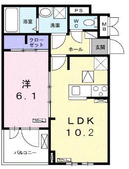 アルモニーメゾン(1LDK/2階)の間取り写真