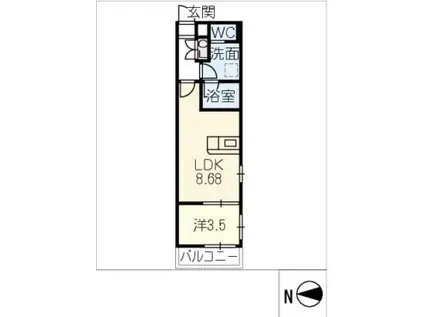 ARIVIA知立(1LDK/2階)の間取り写真