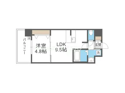 スプランディッド中之島ウエスト(1LDK/3階)の間取り写真