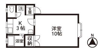 マーセルS2(1K/2階)の間取り写真