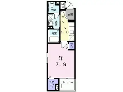 フルーヴ(1K/1階)の間取り写真