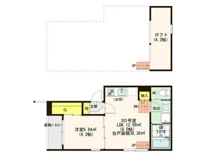 SUNNY DAYS(1LDK/2階)の間取り写真