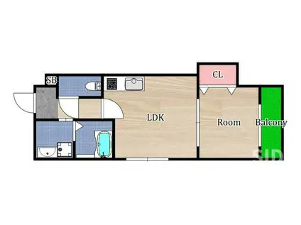 GMヒルズ今津北B棟(1LDK/1階)の間取り写真