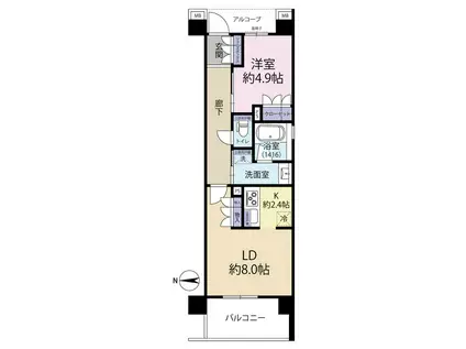 シエリア京都山科三条通(1LDK/4階)の間取り写真