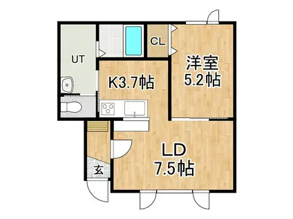 エスペランサ新得VII(1LDK/2階)の間取り写真