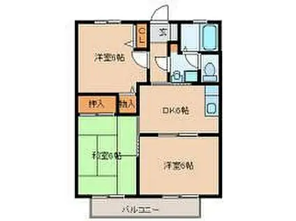 グリーンライフ長門石A(2LDK/2階)の間取り写真