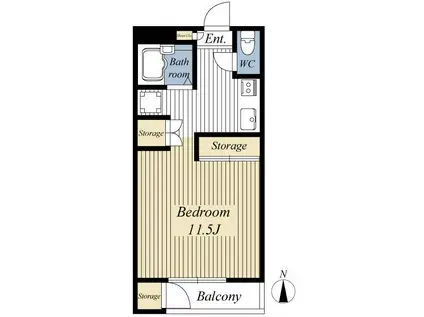 スタジオガーデンA(ワンルーム/1階)の間取り写真