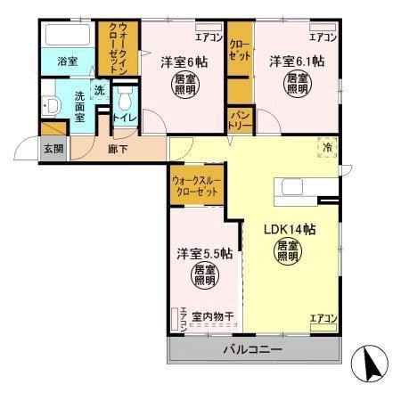 リバーサイド・レジデンス(3LDK/2階)の間取り写真