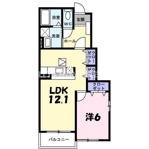 エスペランサI(1LDK/1階)の間取り写真