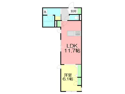 国分南3丁目メゾン(1LDK/1階)の間取り写真