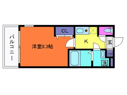 グランデ六甲道(1K/5階)の間取り写真