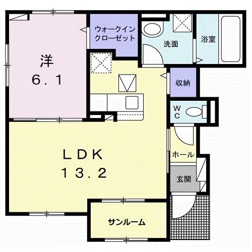 ヴィラ アネラ(1LDK/1階)の間取り写真