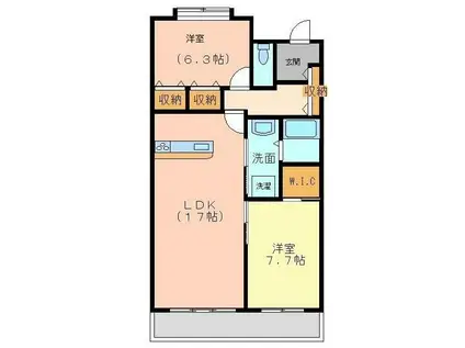 ラフィーネ新川(2LDK/3階)の間取り写真