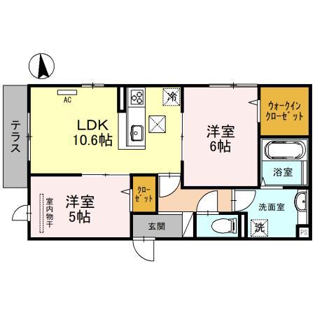 LAMIACASA上住吉(2LDK/1階)の間取り写真