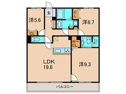 FUJIYAMA FLATS(3LDK/6階)の間取り写真