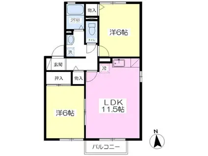 キララA棟(2LDK/2階)の間取り写真