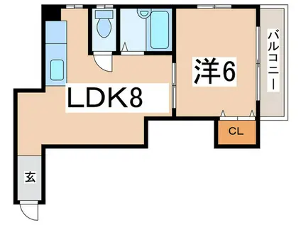 ハイツ美園(1LDK/5階)の間取り写真