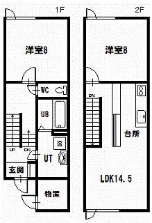 I.M.S A・B棟(2LDK/1階)の間取り写真