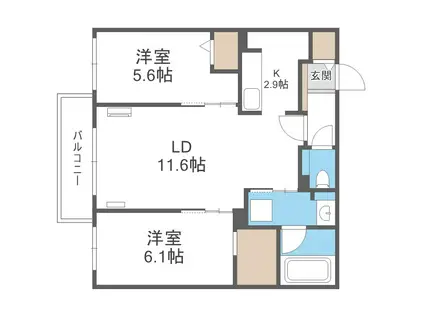 ラ・マナーナ旭山公園通(2LDK/3階)の間取り写真