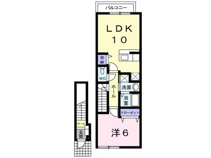 サンエース・ユニ(1LDK/2階)の間取り写真