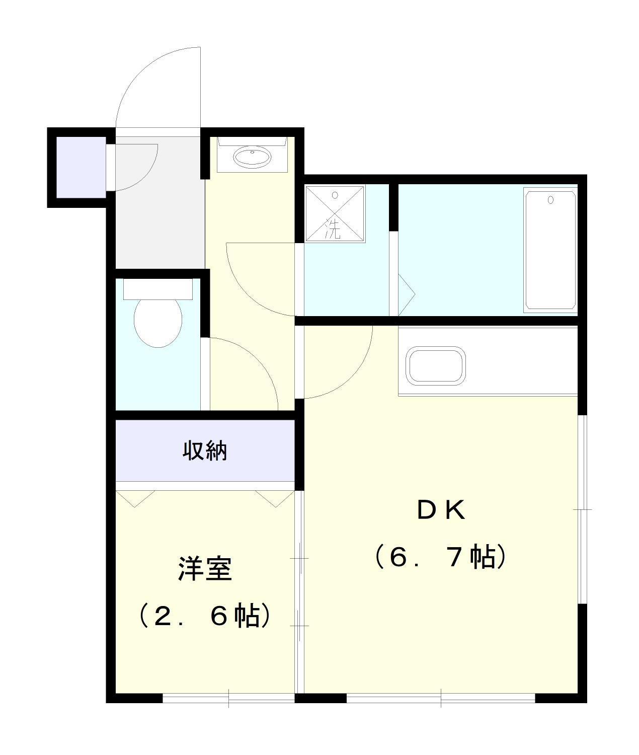 ラムズ西岡(1DK/2階)の間取り写真