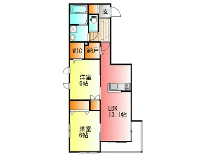 クレスト神谷(2LDK/2階)の間取り写真