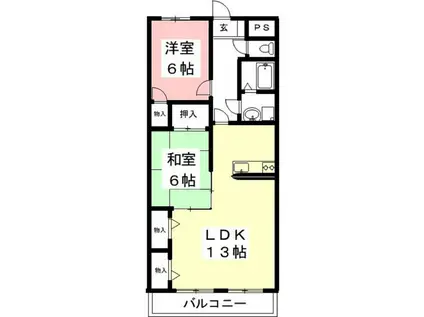 エスペランサ(2LDK/2階)の間取り写真