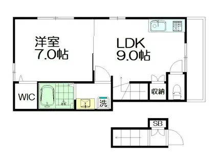 ビサイド阿佐ヶ谷(1LDK/2階)の間取り写真