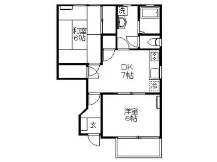 キリシマハイツ B棟(2DK/1階)の間取り写真