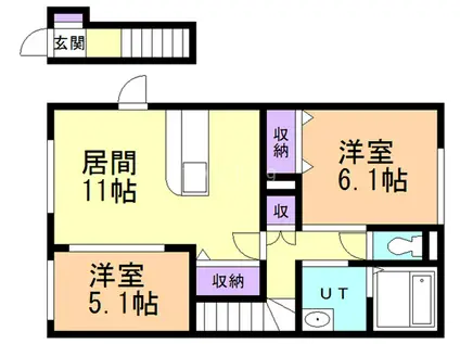 ヒールコートIII(2LDK/2階)の間取り写真