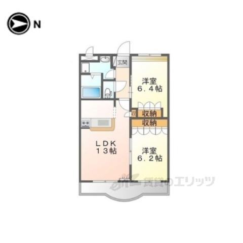 アスール(2LDK/3階)の間取り写真