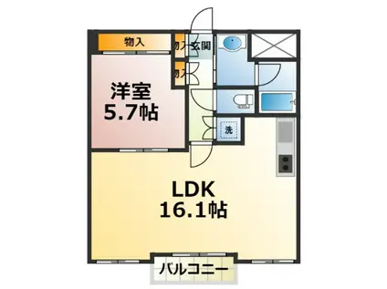 シャトーヨサミ(1K/3階)の間取り写真