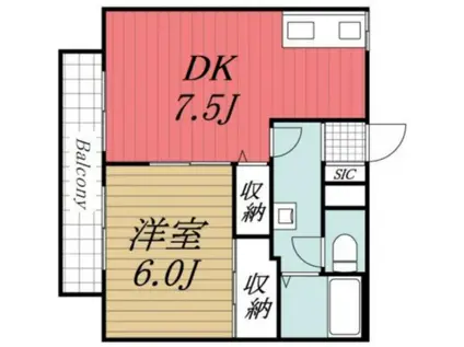 コーポサンエコーIII(1DK/2階)の間取り写真