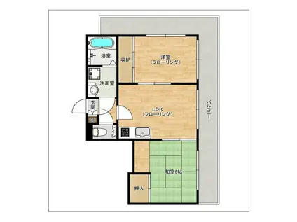 プレア―ル麦野(2LDK/5階)の間取り写真