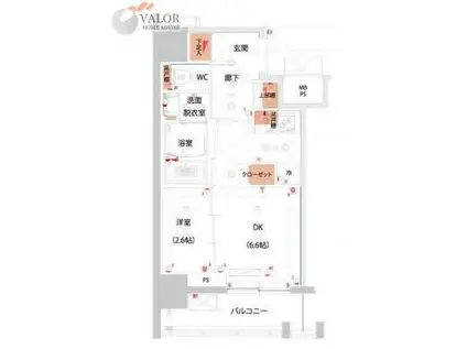 ハーモニーレジデンス山手大塚ザ・ガーデン(1DK/6階)の間取り写真