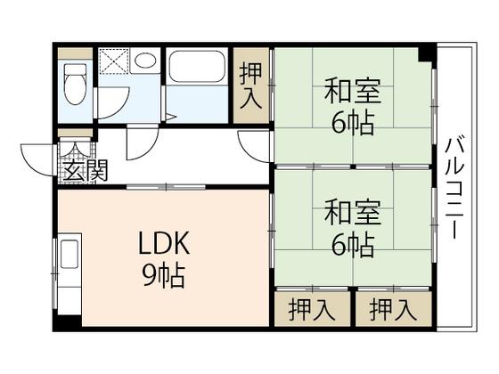 熊井ビル2(2LDK/2階)の間取り写真