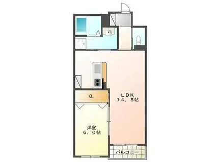 NEW PIAZZA西桔梗(1LDK/3階)の間取り写真