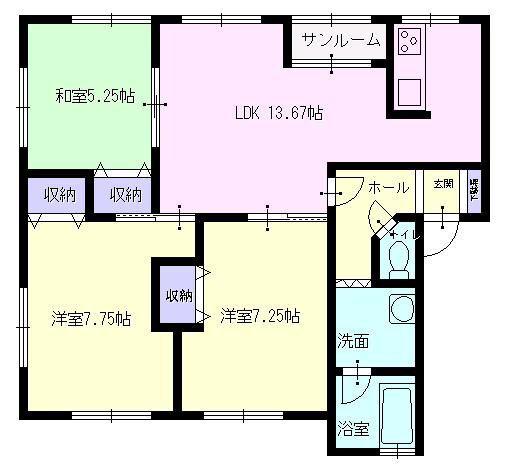 グリーンフォレストII(3LDK/1階)の間取り写真
