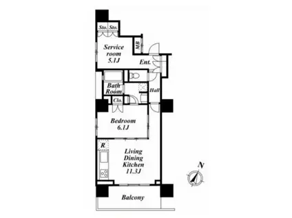 ローレルアイ千代田淡路町(2LDK/2階)の間取り写真
