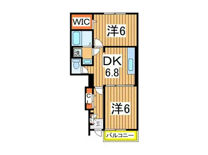 ポンム・ド・テールⅡ(2DK/1階)の間取り写真